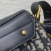 Detailed Dior Oblique Pattern on Replica Small Blue Bag