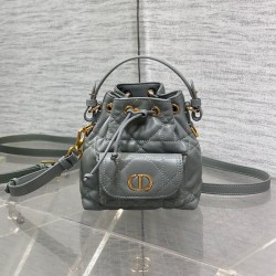 Replica Dior Caro Nano Bucket Bag Grey - Top qualirt replica dior bags