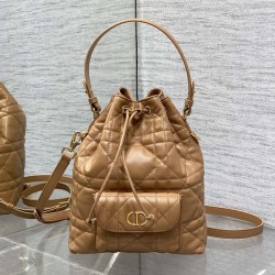 Replica Small Dior Caro Bucket Bag Brown - Top quality replica dior bags