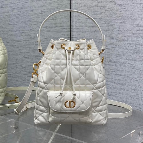 Replica Small Dior Caro Bucket Bag White - Top quality replica dior bags